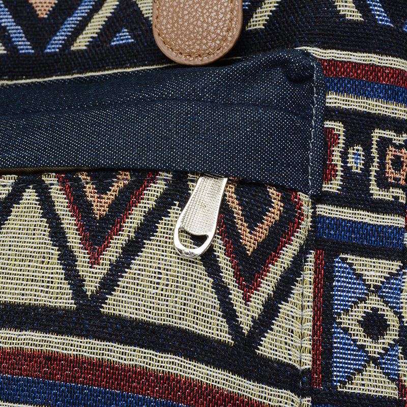 Women's Ethnic Style Woven Backpack – Boho Belt Accent Bag