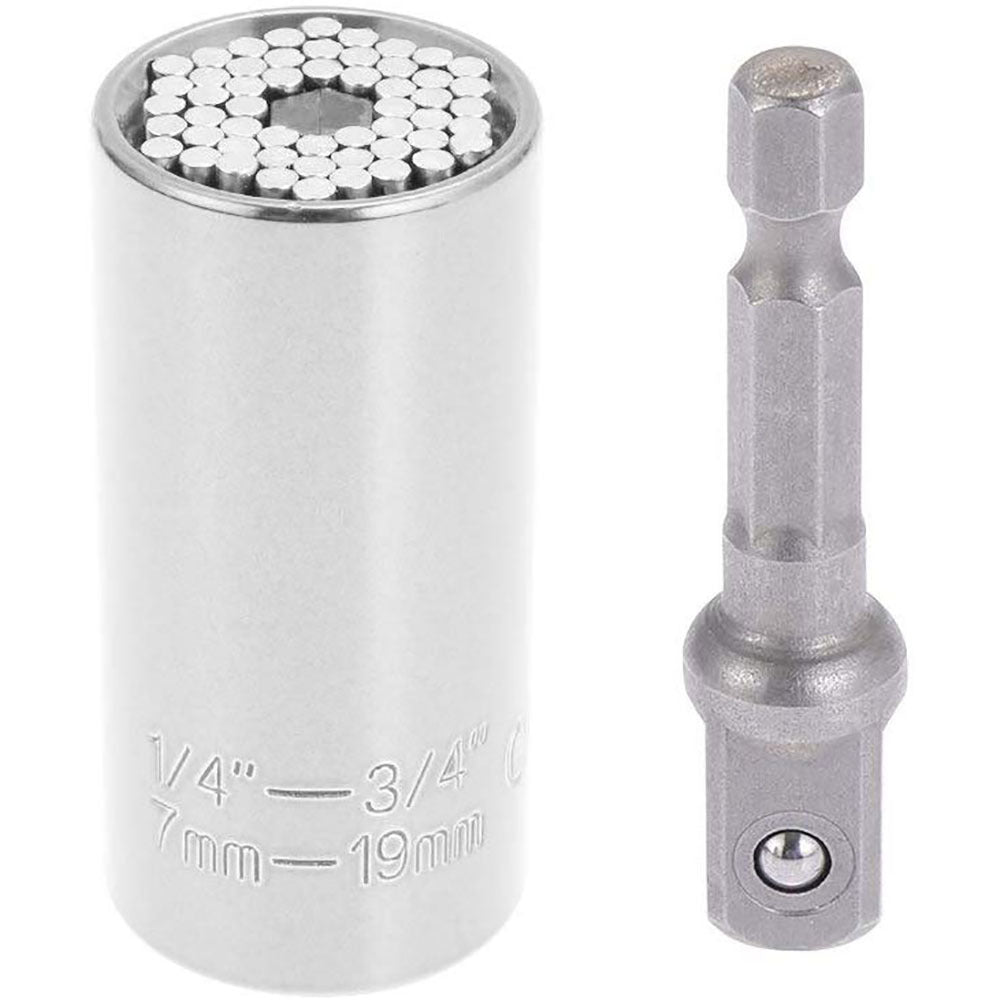 Universal Socket Wrench with Power Drill Adapter | Fits 7mm–19mm Bolts | 7 Colors