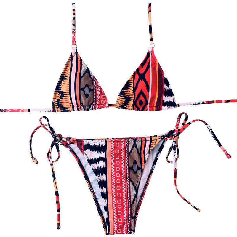 Women's Printed Halter Bandage Bikini | Backless Sexy Two-Piece Swimsuit