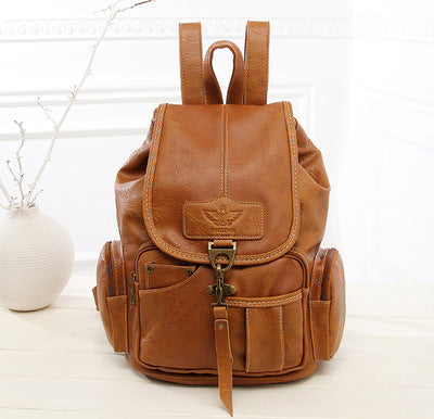 Vintage PU Leather Backpack – Spacious, Retro Style for Work, School & Travel
