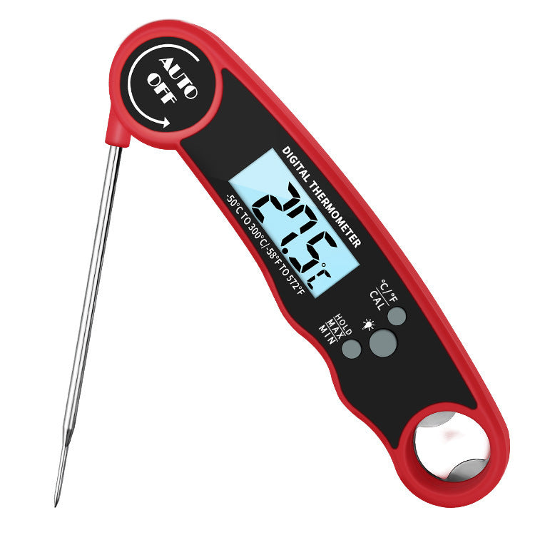 Folding Kitchen & Grill Thermometer – Electronic Instant-Read Food Thermometer, Black or Red