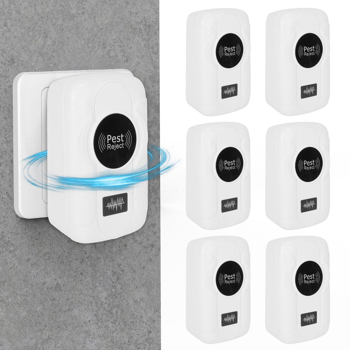 6 Pack 32-120KHz Ultrasonic Insect Repellent Indoor Plug In Bug Repellent Mosquito Roaches Mice Control With 3 Modes For Bedroom Garage Warehouse Office