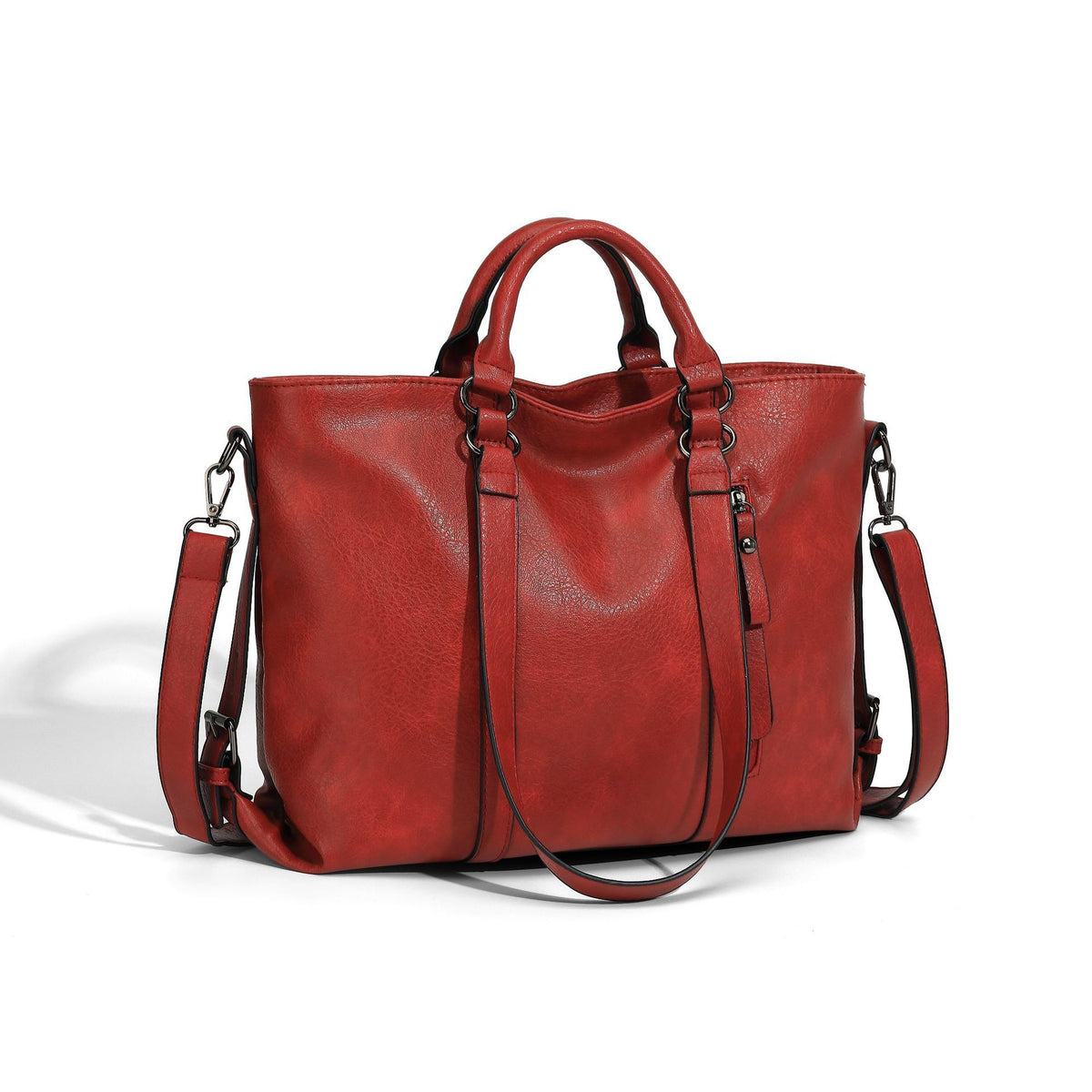 Women's Soft PU Leather Shoulder Tote Bag – Large Capacity Square Purse for Daily Use