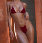 Women's Solid Color Lace-Up Bikini | Sexy Split Two-Piece Swimsuit