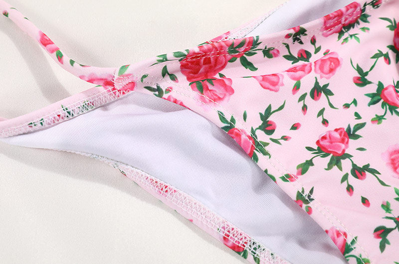 Printed Strap Bikini Set — Blue & Pink, S–L