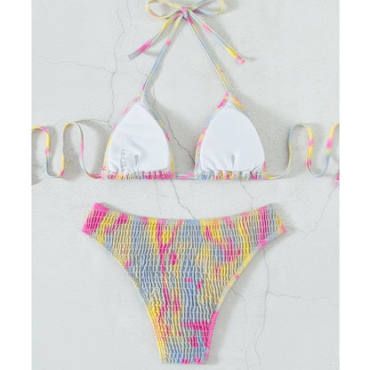 Colorful Strap Triangle Bikini Set