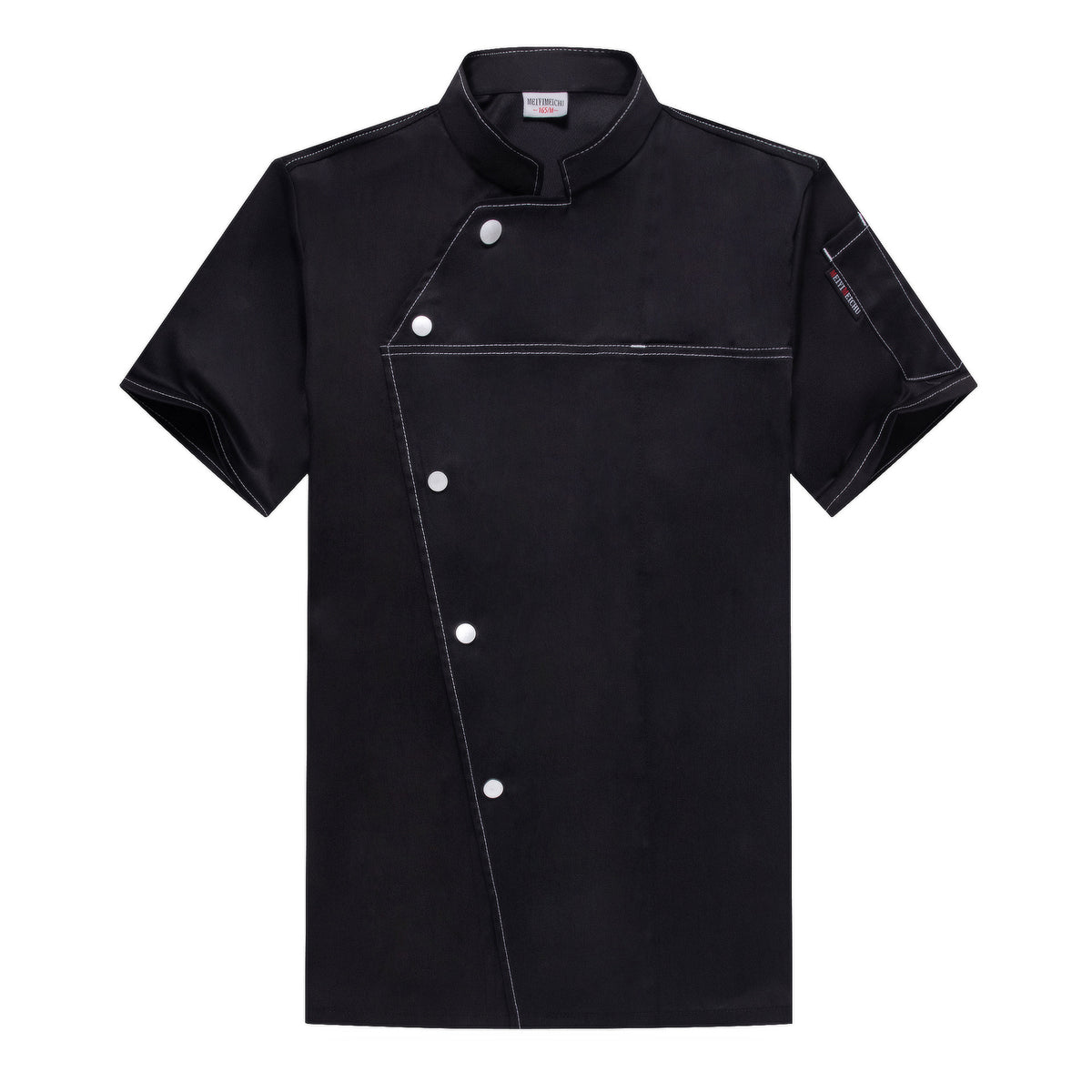 Short Sleeve Chef Shirt – Moisture-Wicking Cotton Kitchen Uniform | Black, White, Grey, Blue