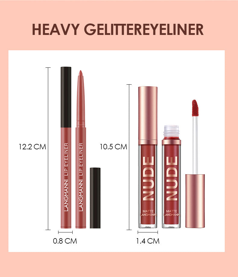 Matte Lipstick & Lip Liner Set — 12 Pieces, Long-Lasting