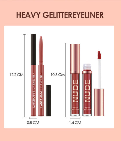 Matte Lipstick & Lip Liner Set — 12 Pieces, Long-Lasting