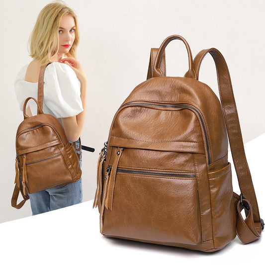 Women's Soft PU Leather Backpack – Korean Bubble Pattern Style