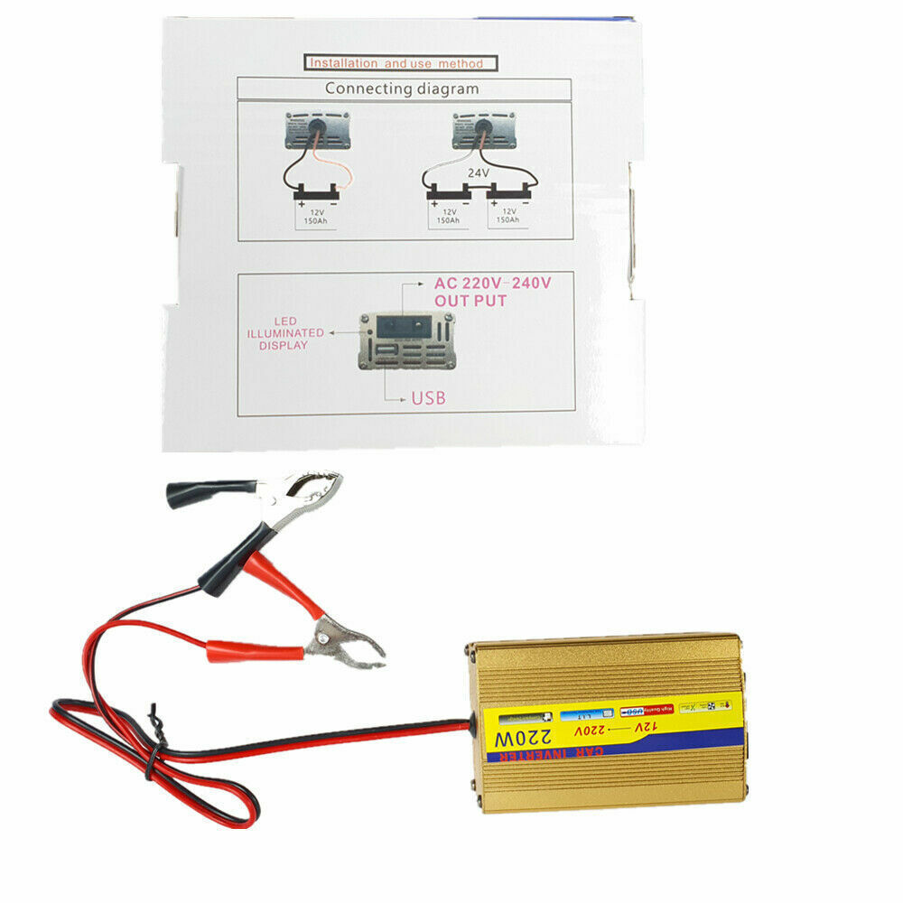 220W Inverter 100W Solar Panel Kit USB Battery Charger