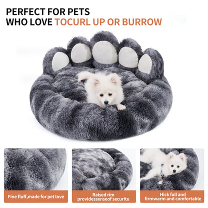 Bear Paw Shape Dog Bed – Cozy Plush Pet Bed for Small & Medium Dogs and Cats