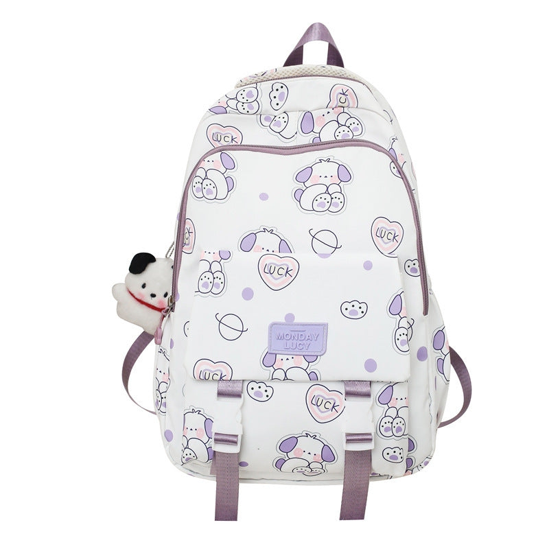 Cute Cartoon Print Large Capacity Backpack for Women & Girls