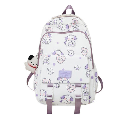 Cute Cartoon Print Large Capacity Backpack for Women & Girls
