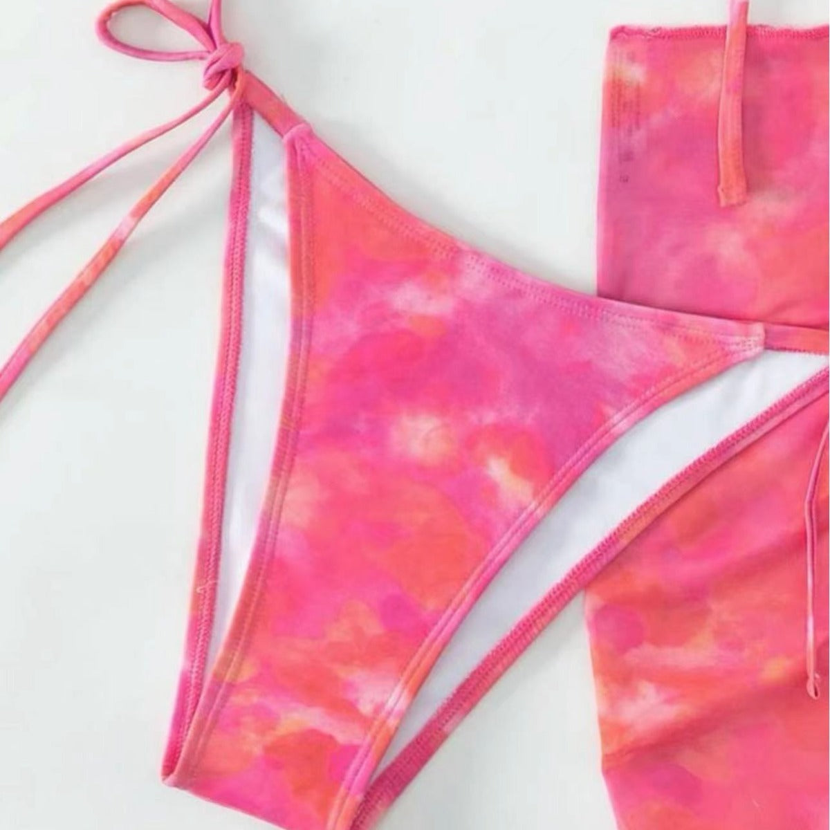 3-Piece Floral Halter Bikini Set with Gauze Cover-Up Skirt, S–L