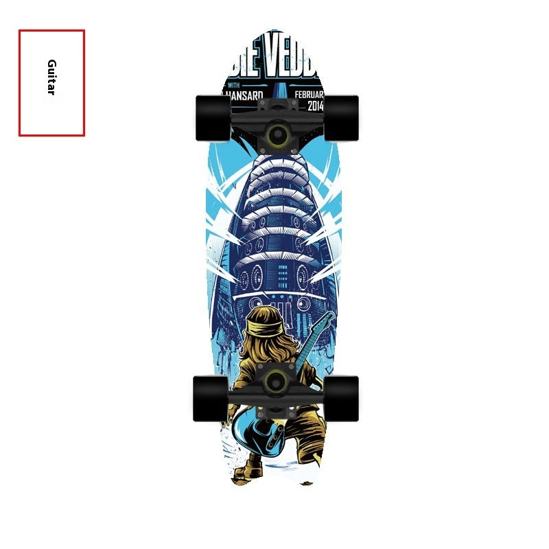 Fishtail Maple Skateboard — 21 Graphic Designs, 28" Deck