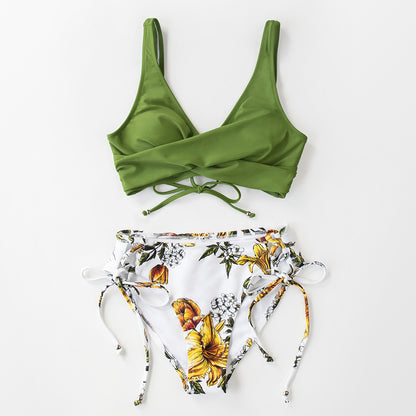 Front Cross Lace-Up Bikini Set — Gradient, 5 Colors, S–XL