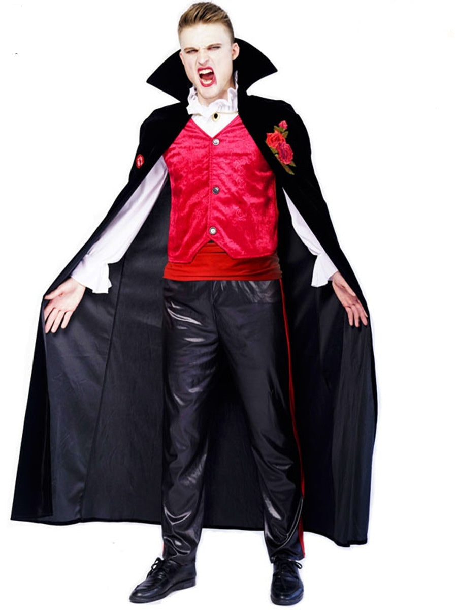 Couples Halloween Vampire Costume Set | Rose Embroidery Corduroy Party Outfit