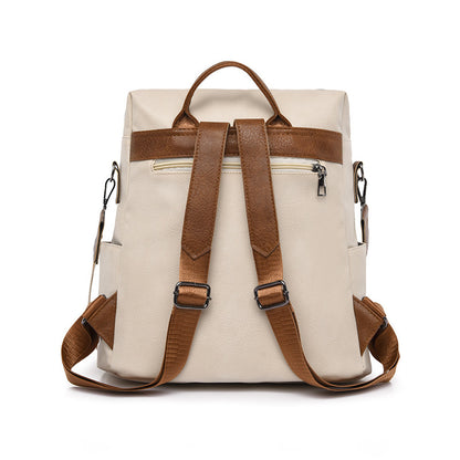 Women's PU Leather Backpack – Large Capacity Waterproof Bag