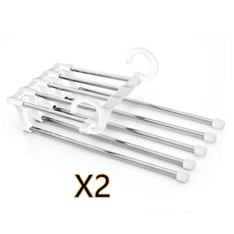 5-in-1 Stainless Steel Pants Hanger – Space-Saving Multi-Bar Trouser Rack for Closet Organization