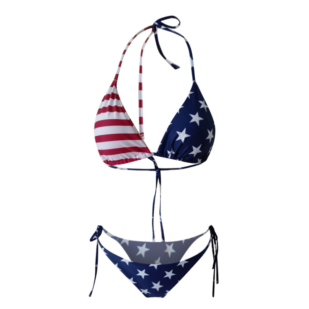 Women's American Flag Print Bikini Set | Patriotic Two-Piece Swimsuit