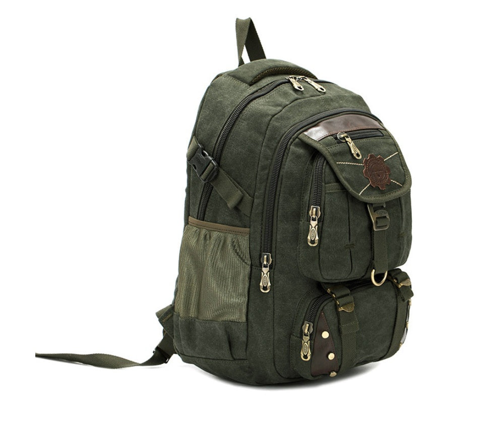 Large Canvas Travel Backpack – 20–35L, Laptop Compartment & Air Cushion Straps