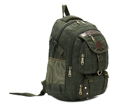 Large Canvas Travel Backpack – 20–35L, Laptop Compartment & Air Cushion Straps