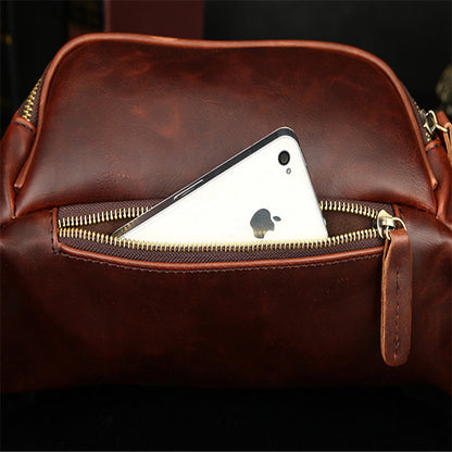 Men's Retro Crossbody Bag – Crazy Horse PU Leather Waist & Shoulder Bag