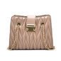 Women's Pleated Chain Crossbody Bag – Mini Vegan-Friendly Imitation Leather Shoulder Purse with Gold Hardware