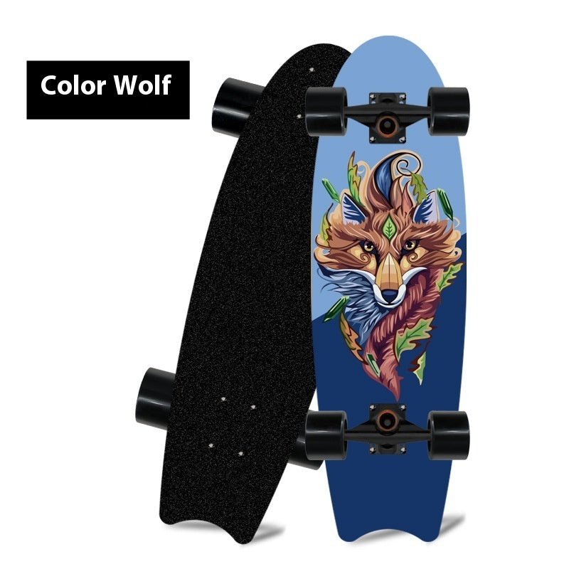 Fishtail Maple Skateboard — 21 Graphic Designs, 28" Deck