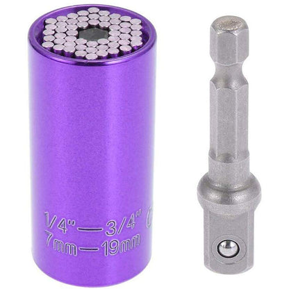 Universal Socket Wrench with Power Drill Adapter | Fits 7mm–19mm Bolts | 7 Colors
