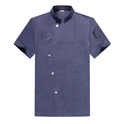 Short Sleeve Chef Shirt – Moisture-Wicking Cotton Kitchen Uniform | Black, White, Grey, Blue