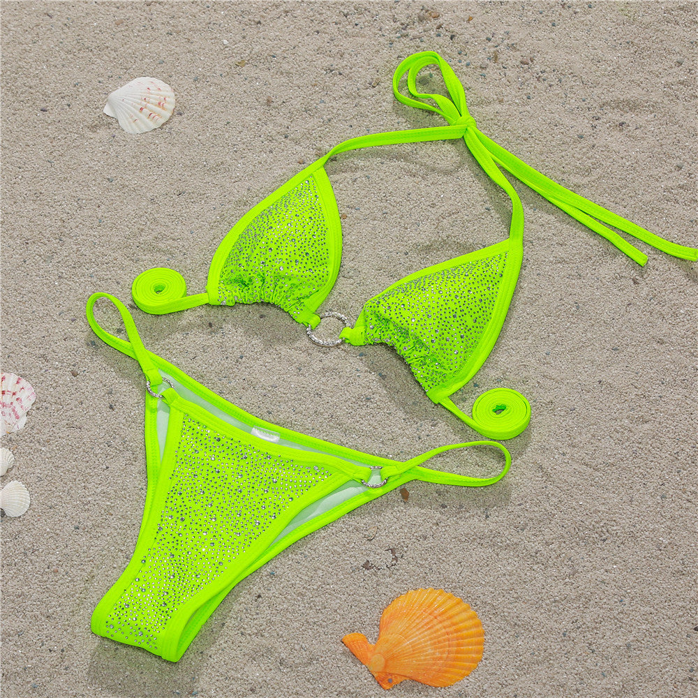 Diamond-Studded Backless Bikini Set