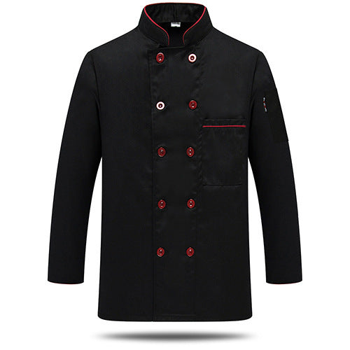 Long-Sleeve Chef Jacket — Color Block, 4 Colors, M–5XL