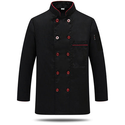 Long-Sleeve Chef Jacket — Color Block, 4 Colors, M–5XL
