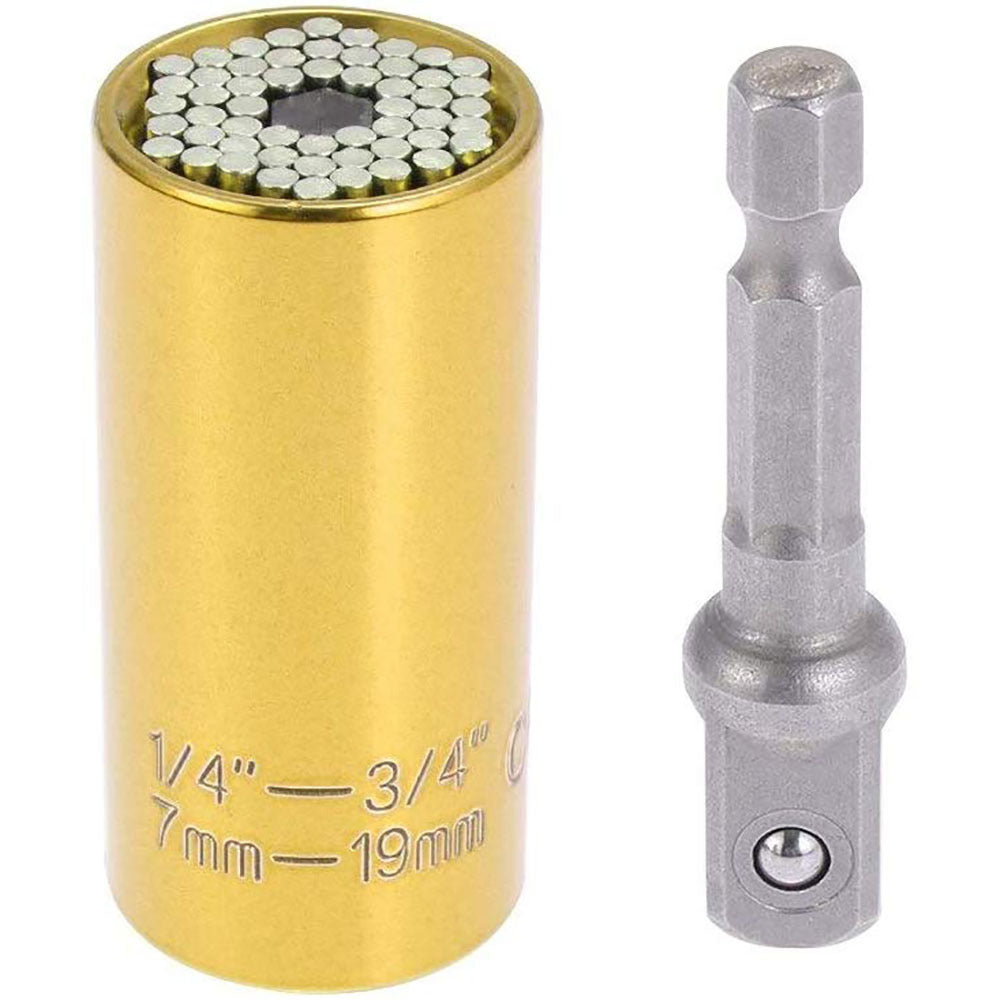 Universal Socket Wrench with Power Drill Adapter | Fits 7mm–19mm Bolts | 7 Colors