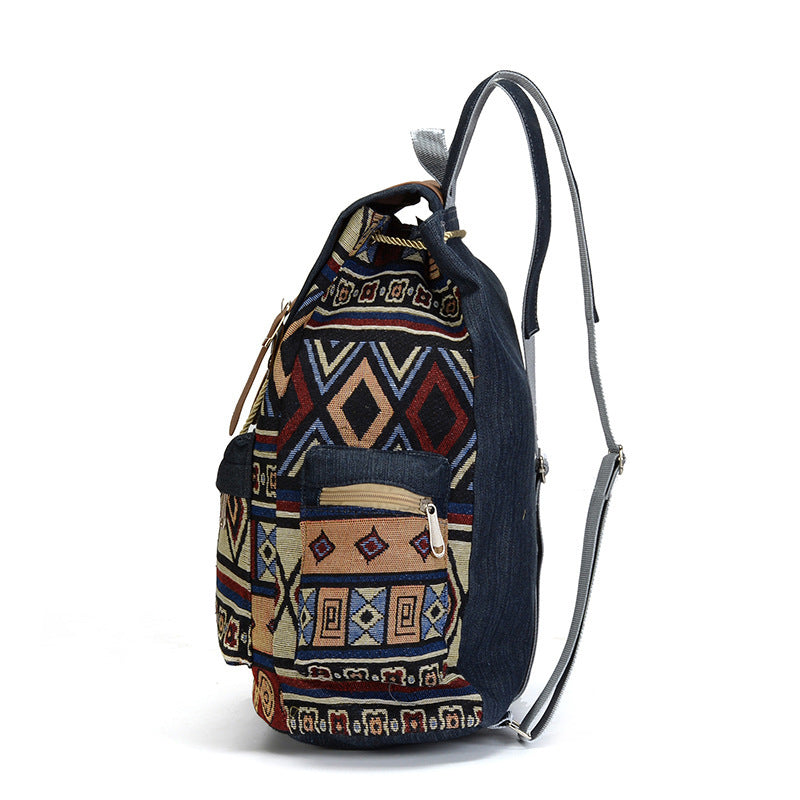 Women's Ethnic Style Woven Backpack – Boho Belt Accent Bag