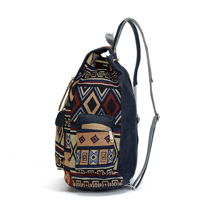 Women's Ethnic Style Woven Backpack – Boho Belt Accent Bag