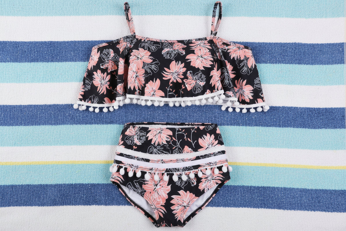 Retro High-waist ruffled swimsuit