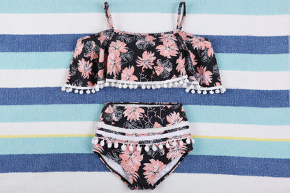 Retro High-waist ruffled swimsuit