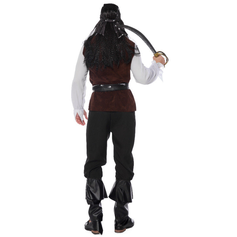 Men's Pirates of the Caribbean Cosplay Costume – 7-Piece Halloween Outfit Set