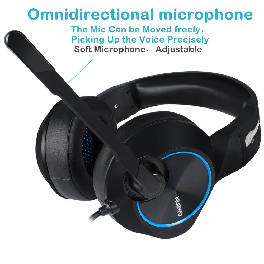 NUBWO N11 Gaming Headset – USB, 50mm Drivers, Noise-Canceling Mic, Blue & Red