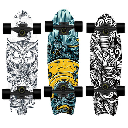 Fishtail Maple Skateboard — 21 Graphic Designs, 28" Deck
