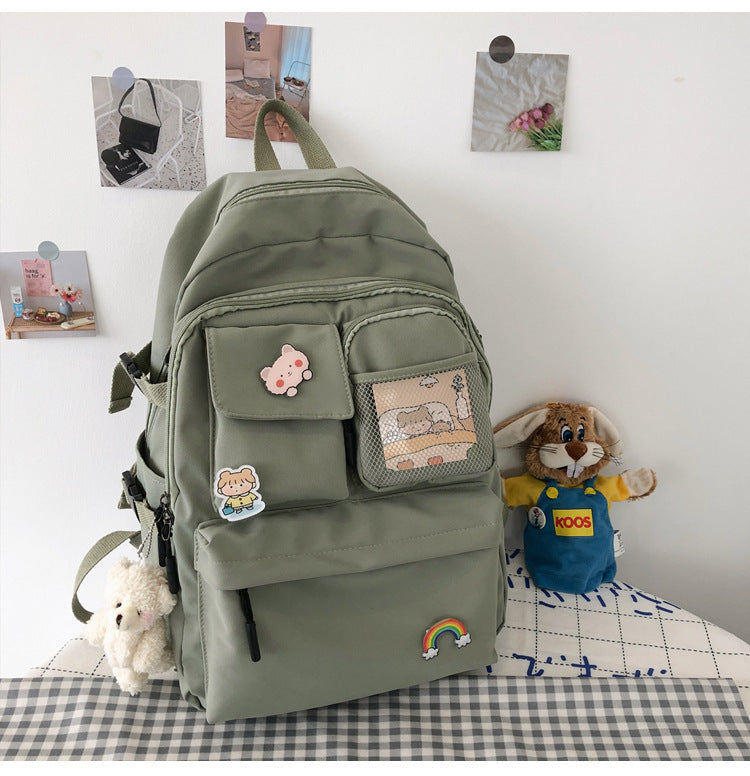 Geometric Canvas Backpack – Large Capacity Unisex School Bag