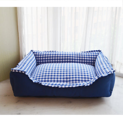 Plaid Lace Pet Bed — Soft & Washable, 6 Colors