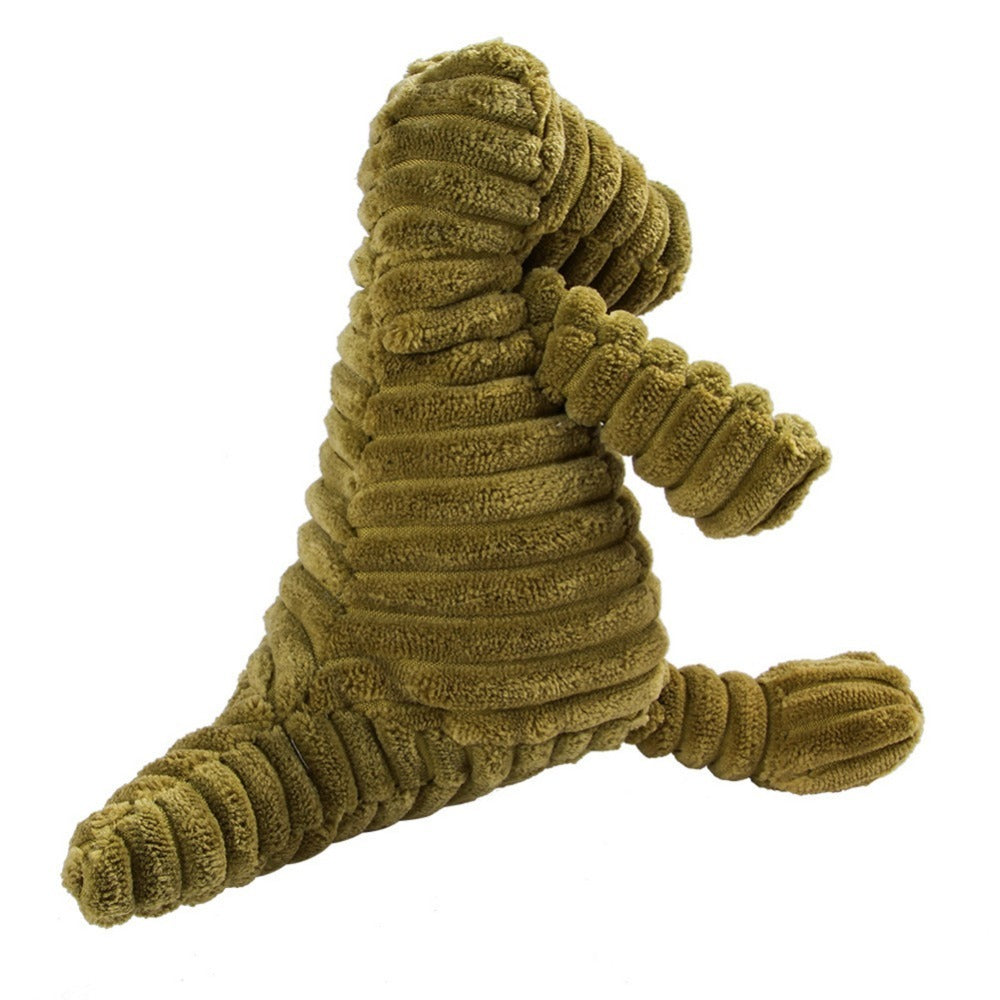 Green plush toy with a knitted texture on a white background