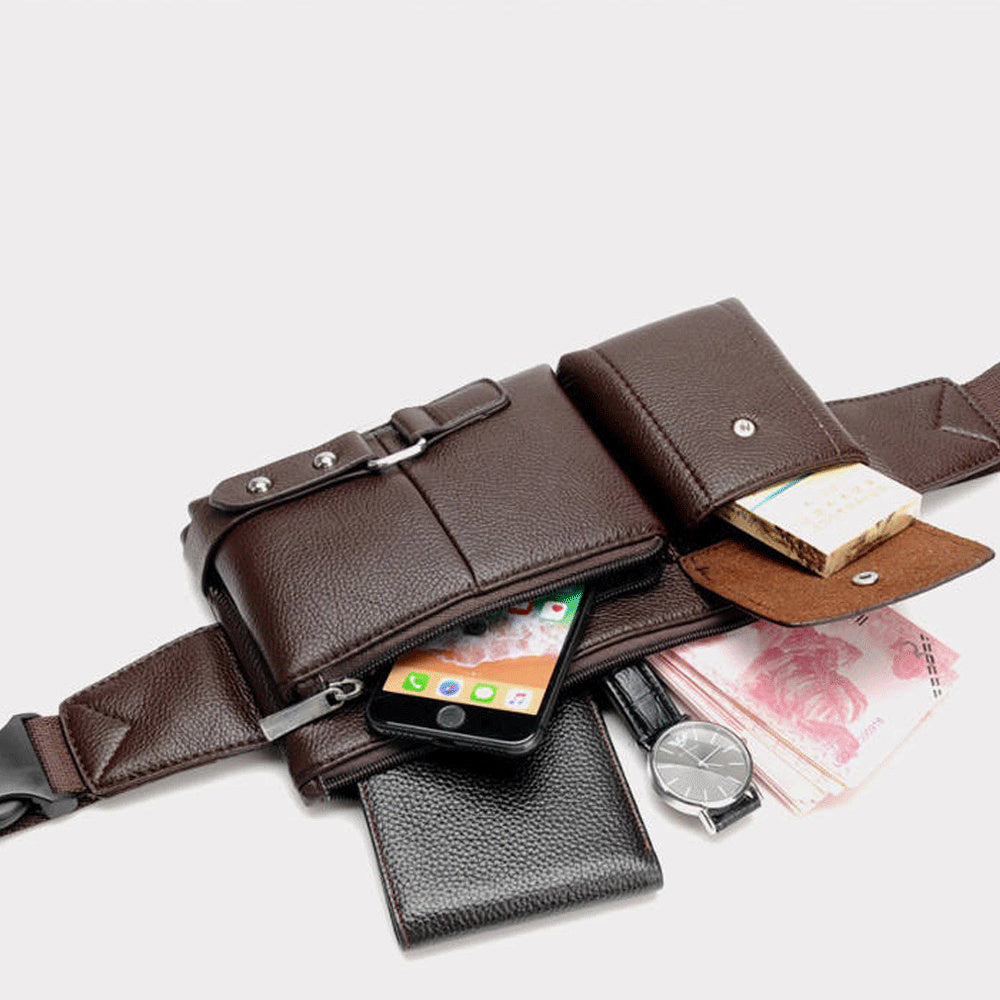 PU Leather Chest Bag – Men’s Waist Bag & Fanny Pack for Travel & Outdoors