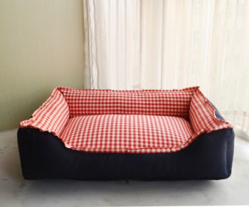 Plaid Lace Pet Bed — Soft & Washable, 6 Colors