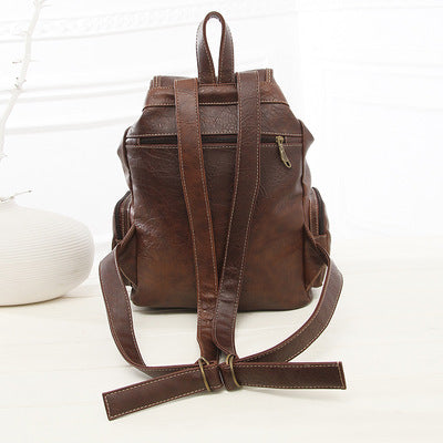 Vintage PU Leather Backpack – Spacious, Retro Style for Work, School & Travel