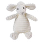 White plush toy sheep with textured body on white background